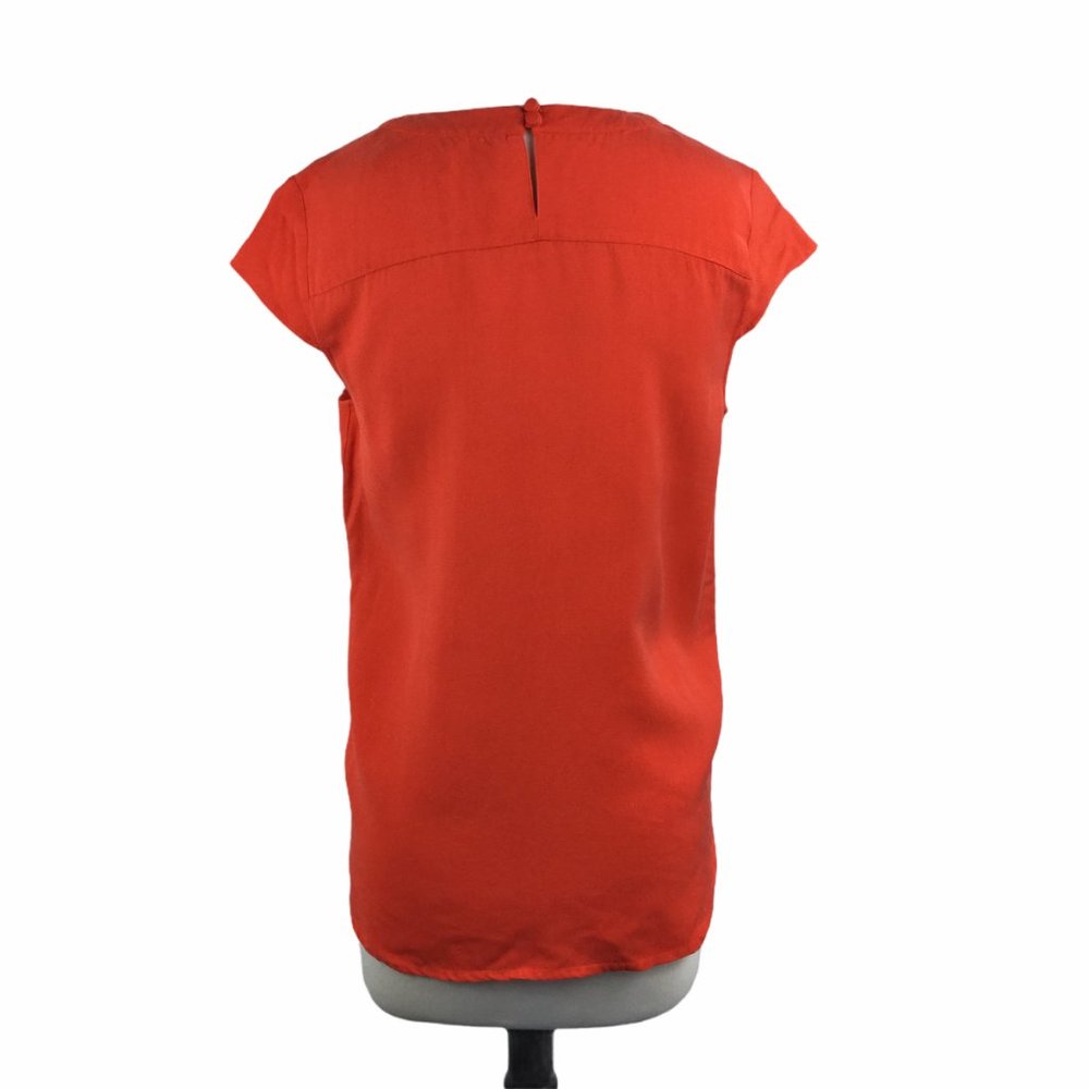 J. Crew Drapey Oxford Crepe Orange Blouse, Size 0‎ - Picture 2 of 6